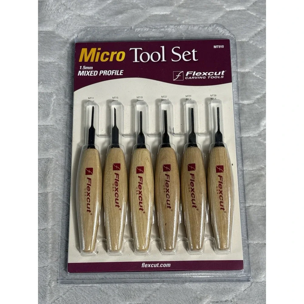 Flexcut MT910 Micro Tool Set 1.5mm Mixed Profile Wood Carving Tools USA NEW